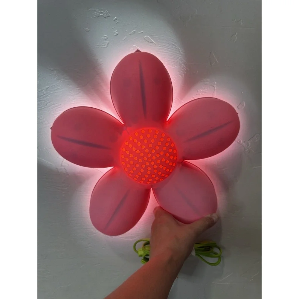VTG IKEA Smila Blomma Pink Flower Wall Lamp Sconce Kids Night Light Green Cord